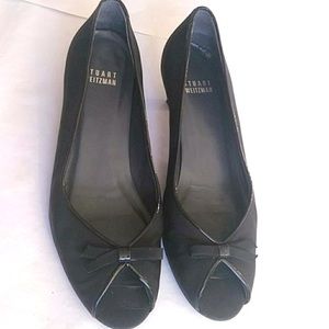 Stuart Weitzman black peep toe leather sho…